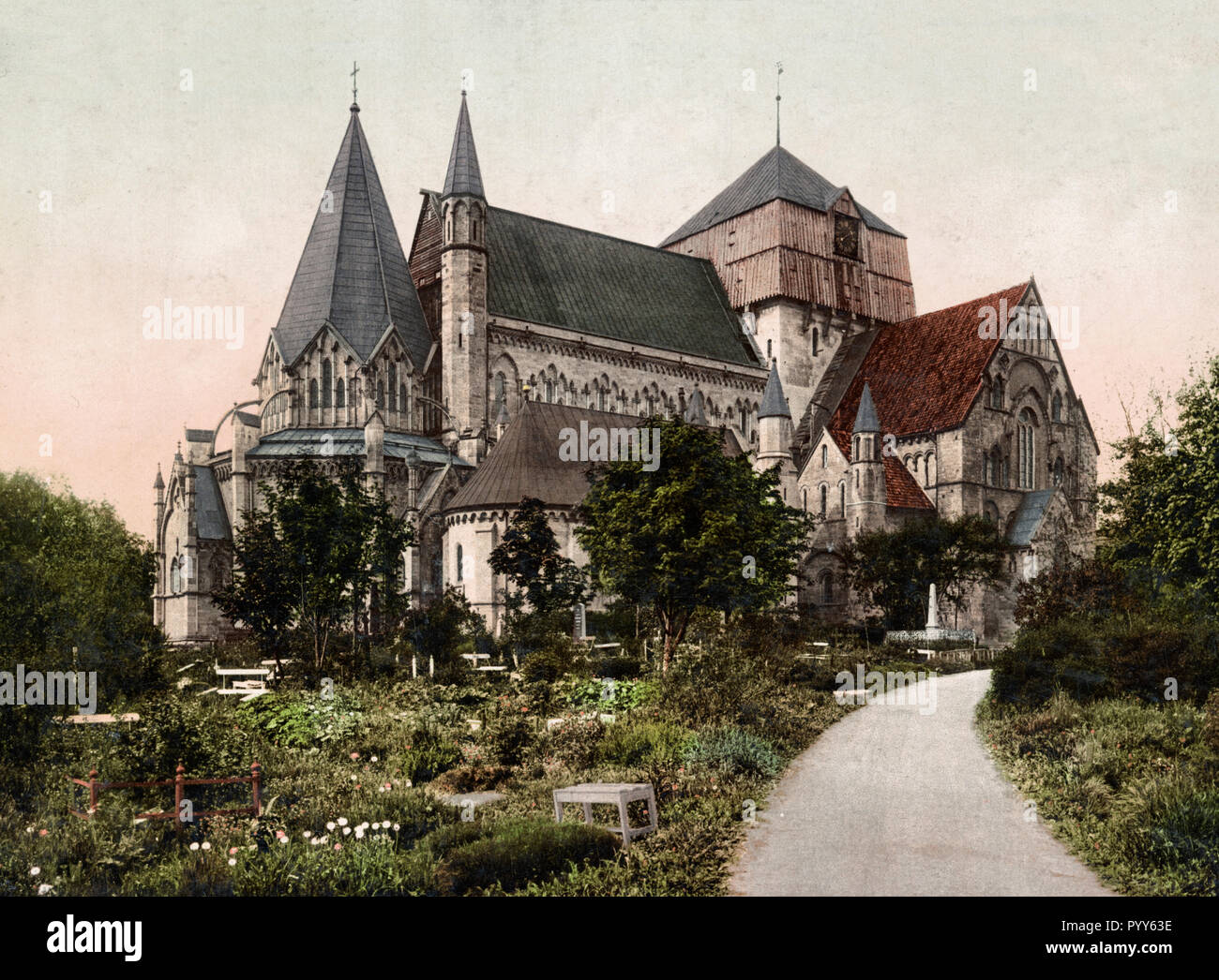 Trondhjem. Domkirken - Trondheim. The cathedral, circa 1900 Stock Photo