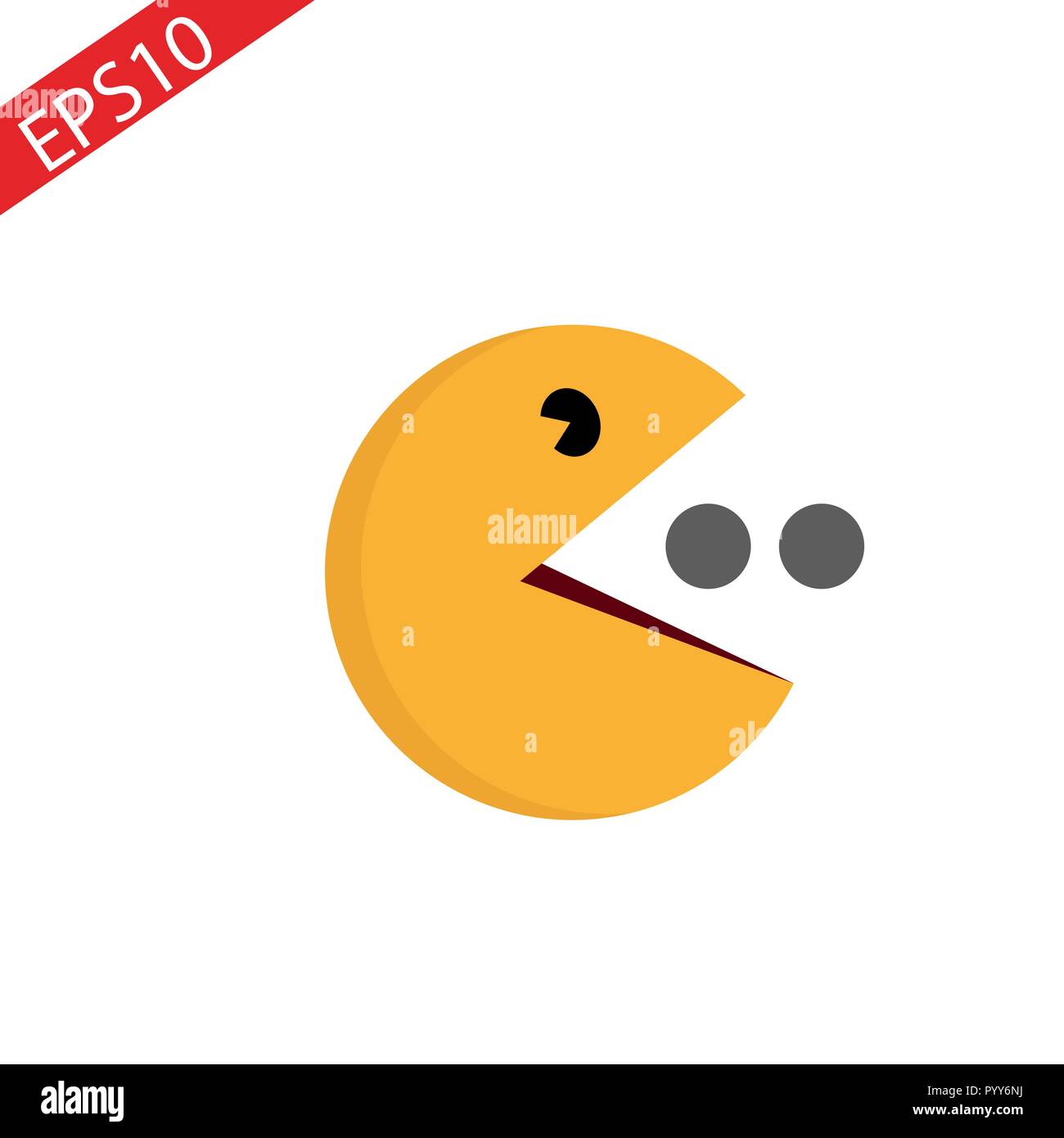 Vector yellow ball icon symbol sign on white.Game Character. eps10