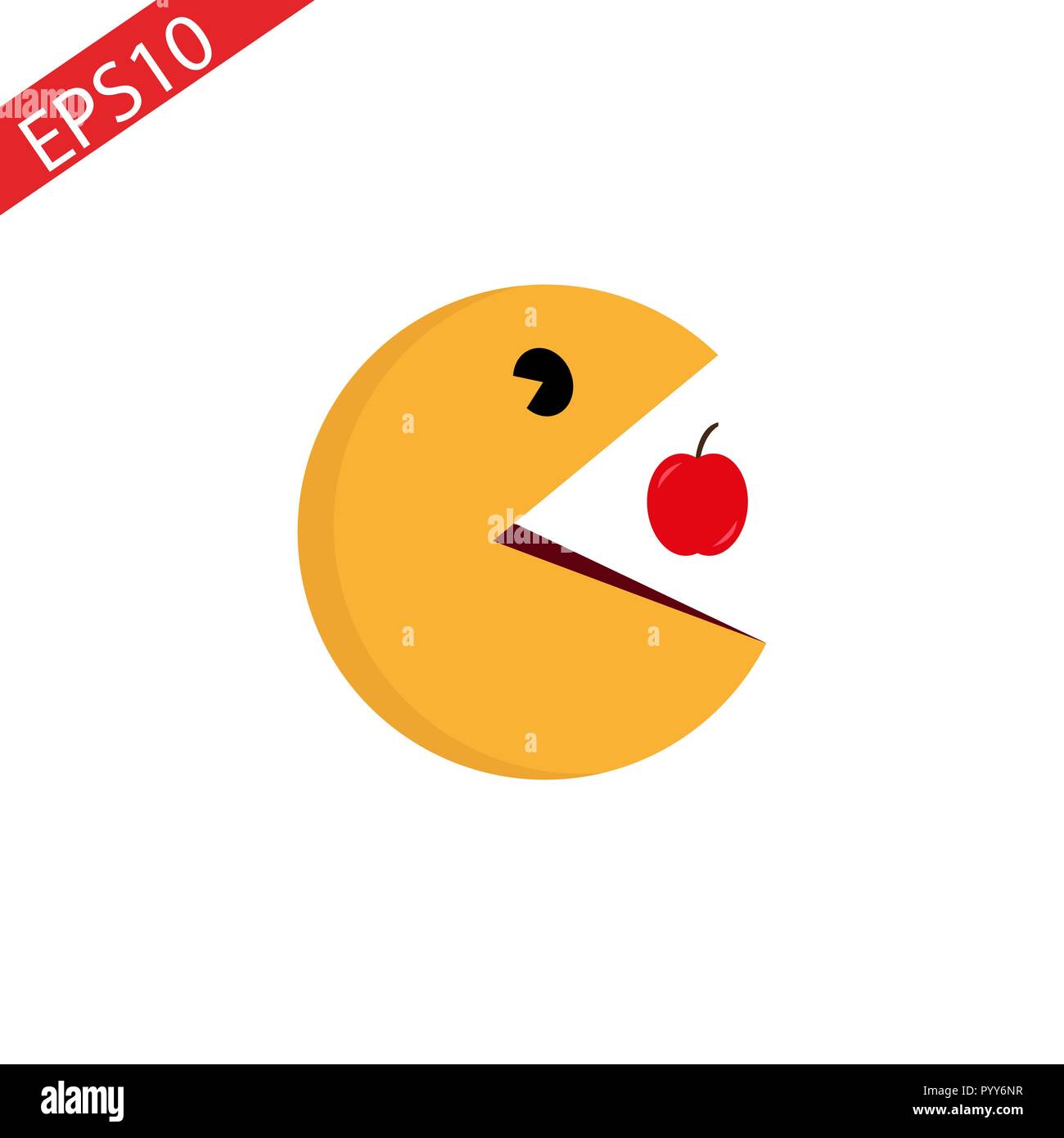 Vector yellow ball icon symbol sign on white.Game Character. eps10