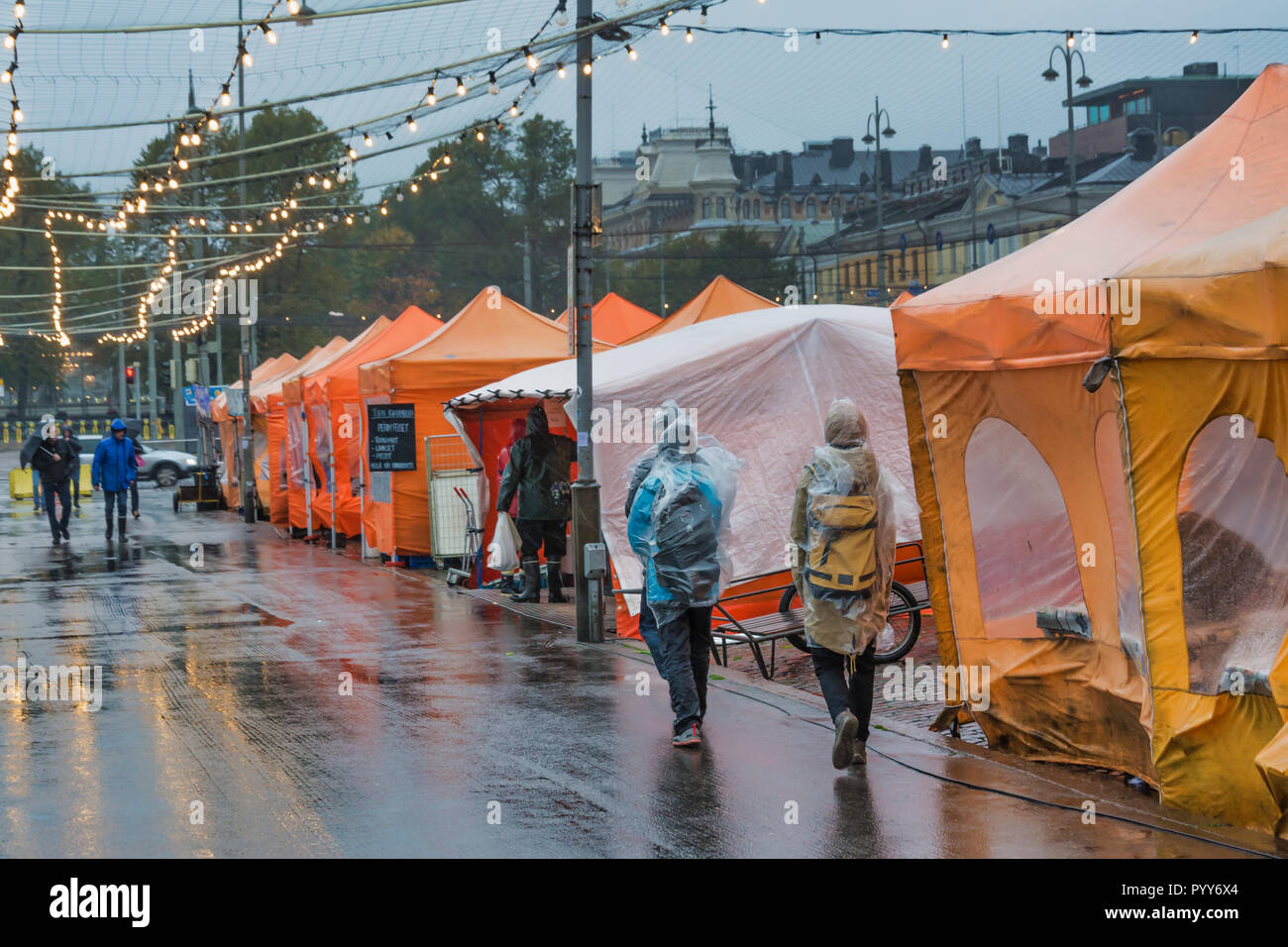 Annual fish market at Market square in Helsinki Finland Stock Photo