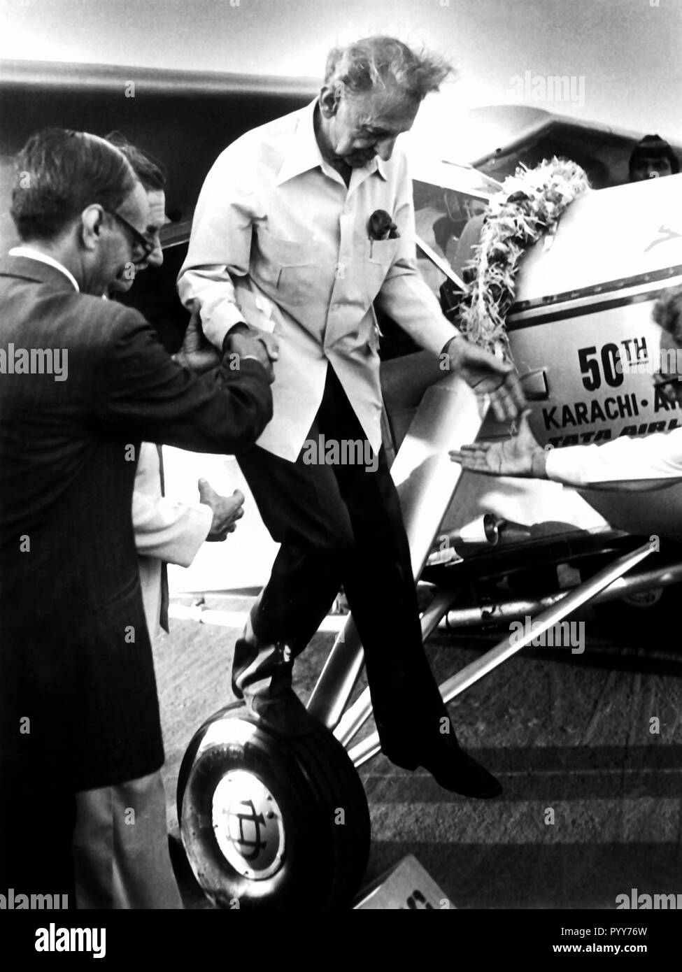 jehangir ratanji dadabhoy alighting from plane, Mumbai maharashtra, India, Asia Stock Photo