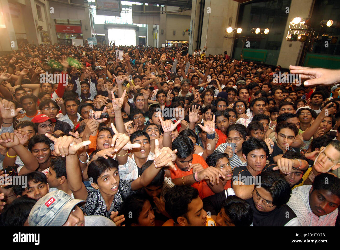 crowd for John Felix Anthony Cena, Crossroads, Mumbai, Maharashtra, India, Asia Stock Photo