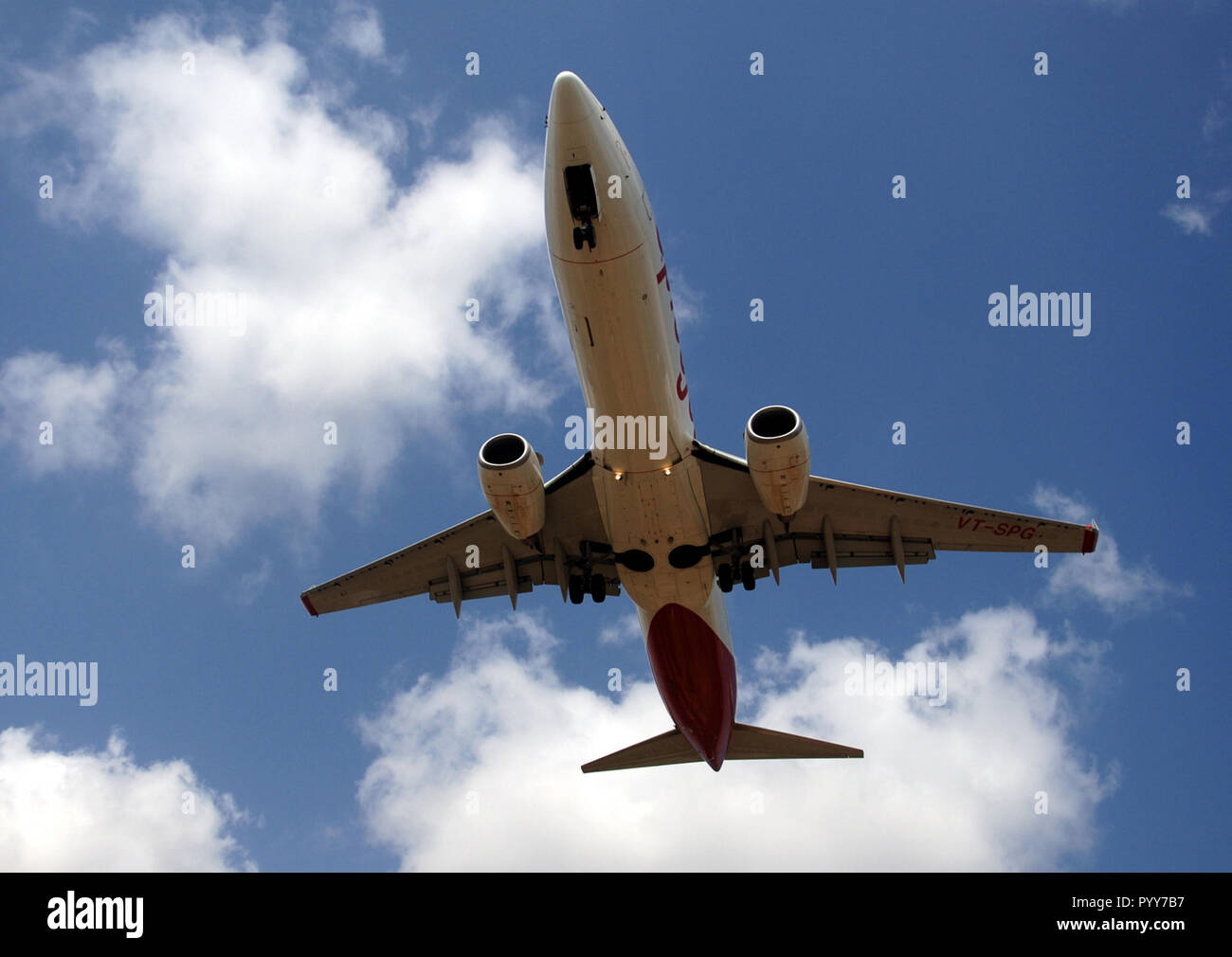 Aircraft landing at Chhatrapati Shivaji International Airport, Mumbai, Maharashtra, India, Asia Stock Photo