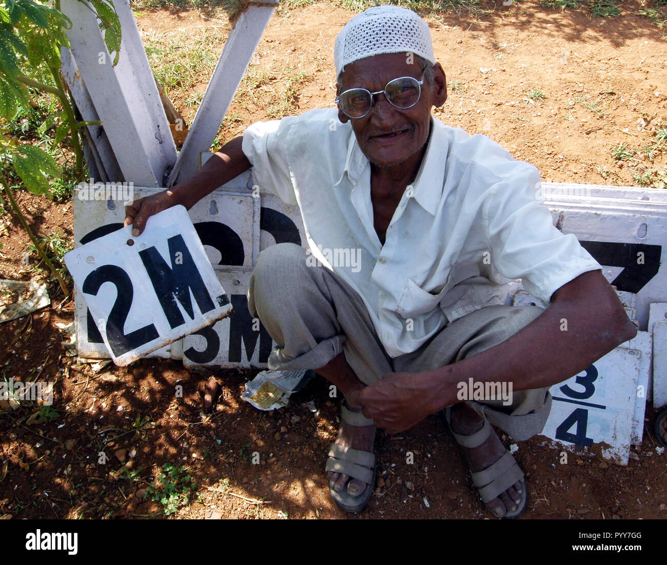 Sign vendor at Mahalaxmi Race Course, Mumbai, Maharashtra, India, Asia Stock Photo