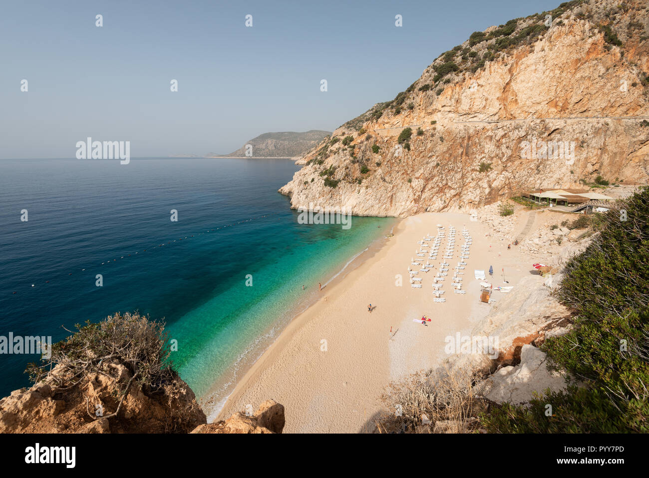 Turkey's famous Kaputas beach, turquoise paradise beach near Kas district of Antalya - Turkey Stock Photo