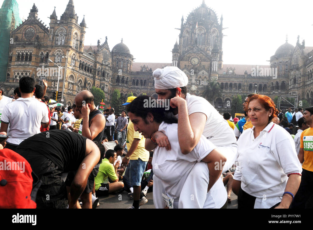 disabled participant in Marathon, Mumbai, India, Asia Stock Photo