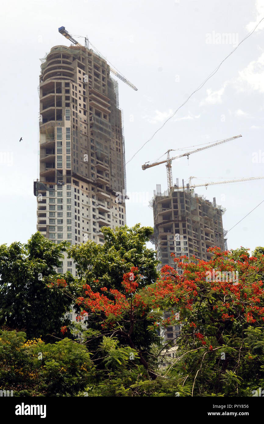 Imperial Twin Towers building under construction, Mumbai, Maharashtra, India, Asia Stock Photo