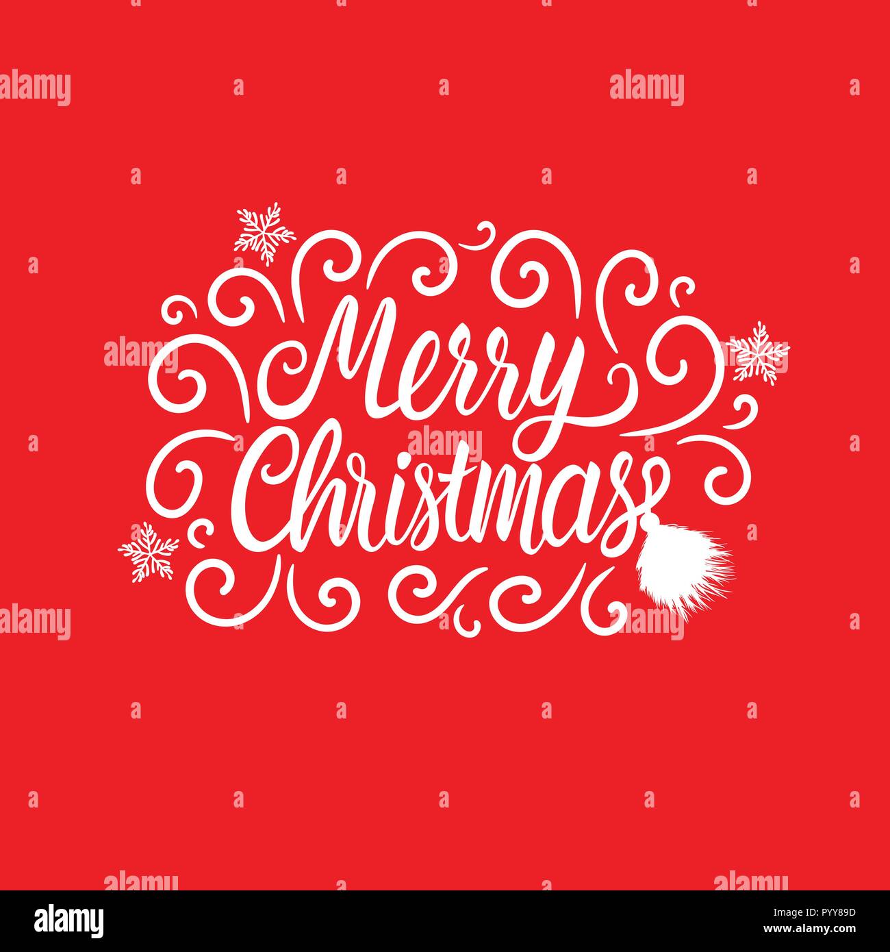 Inscription Handwriting Merry Christmas Lettering Card With Winter