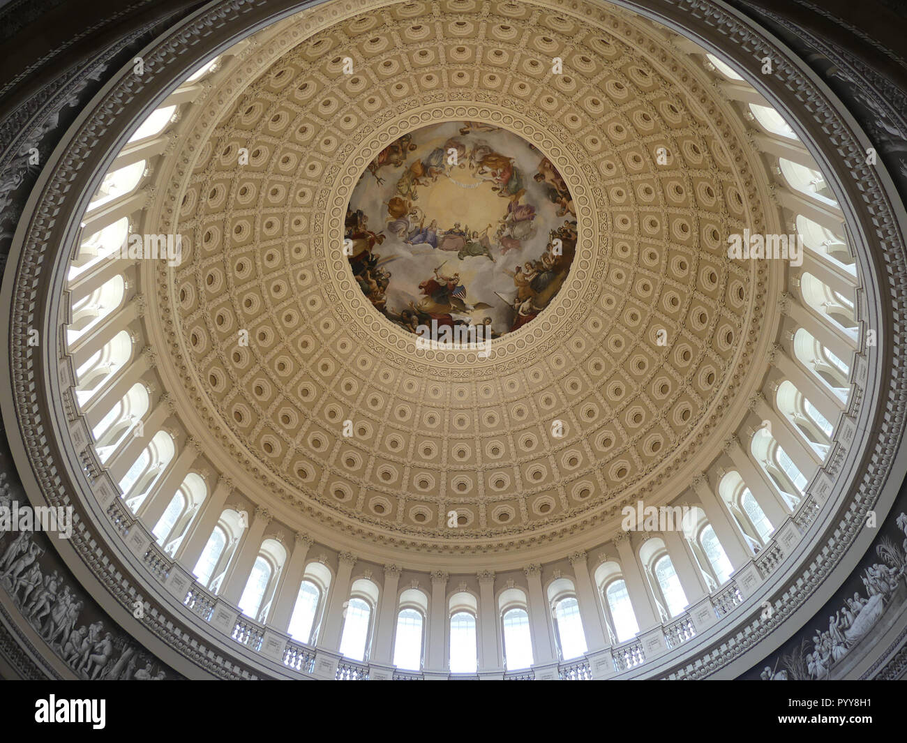 WASHINGTON,D.C. The ceiling of the Capitol Rotunda building. Photo: Tony Gale Stock Photo