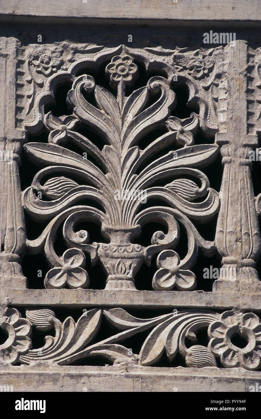 Delicate design jali at Vidyadhar Ka Bagh, Jaipur, Rajasthan, India, Asia Stock Photo
