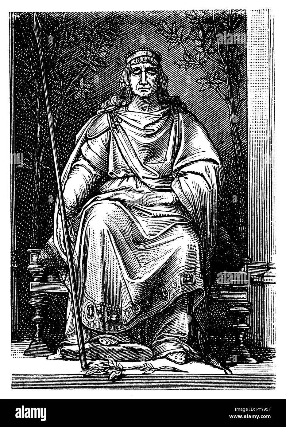 Theodoric the Great. By J. Naue,   1881 Stock Photo