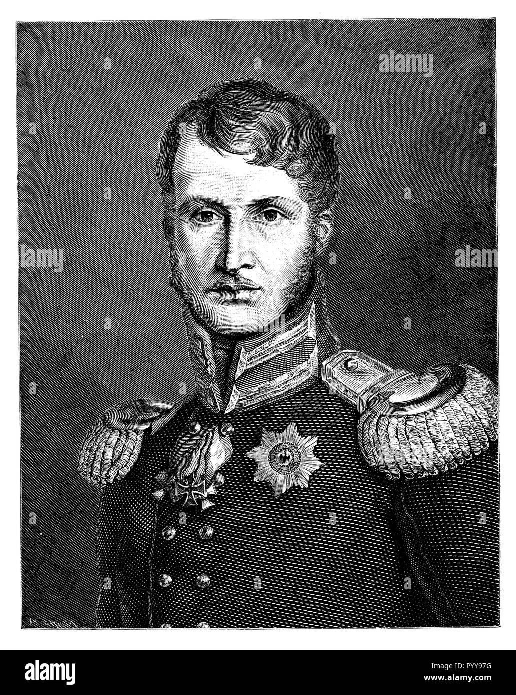 Friedrich Wilhelm III. of Prussia (1770-1840), King of Prussia, at the time of the Befreiungskriege. After the painting by Gerard, engraved by L. Buchhorn,   1899 Stock Photo