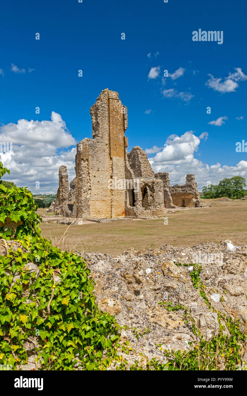 The Great Tower at the 12th century ruins of Sherborne Old Castle once leased to Sir Walter Raleigh, Dorset, England, UK Stock Photo
