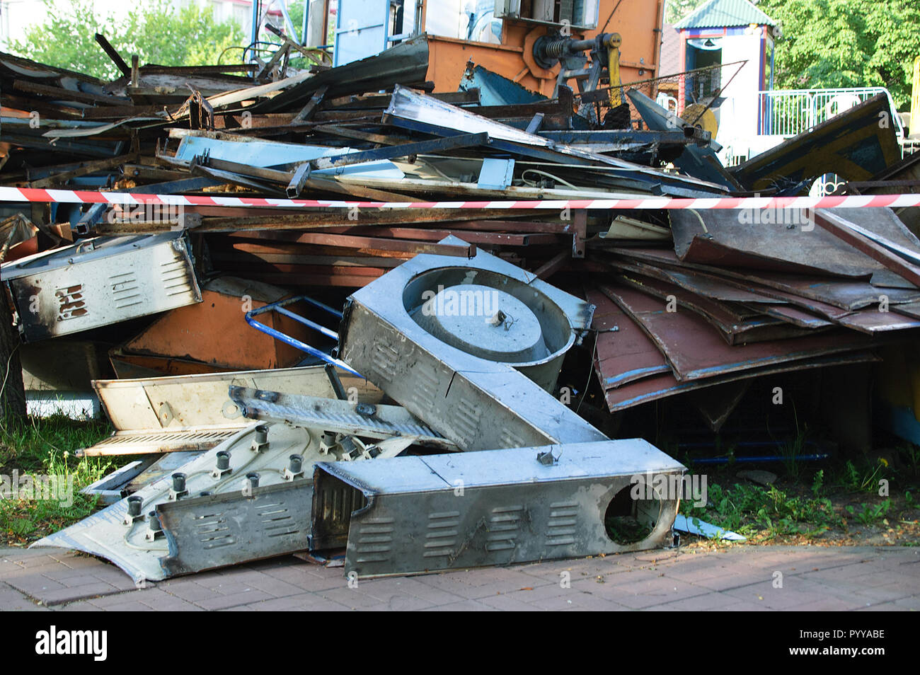 Dump of metal waste on the street Stock Photo - Alamy