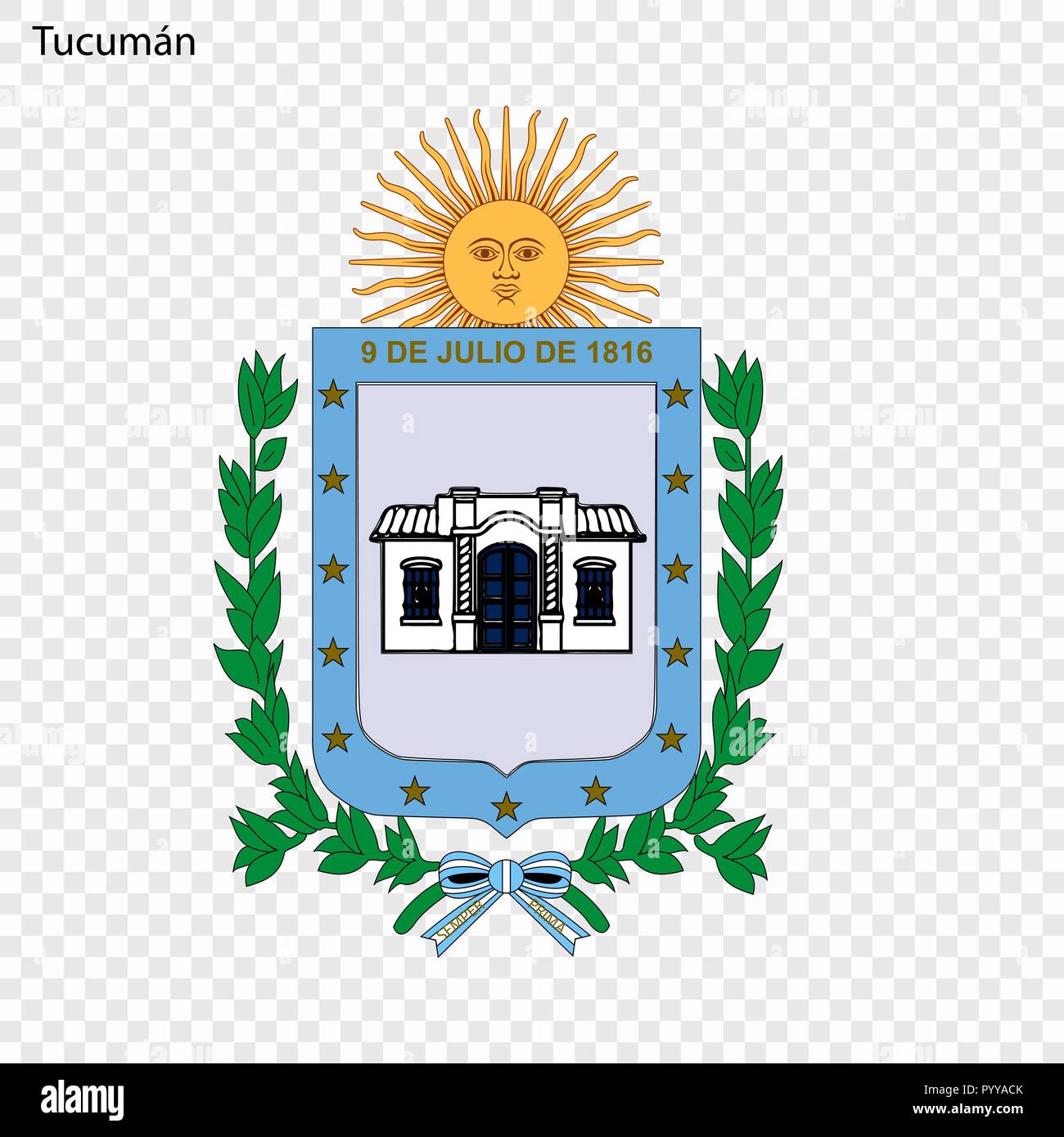 Emblem of San Miguel de Tucuman. City of Argentina. Vector illustration Stock Vector