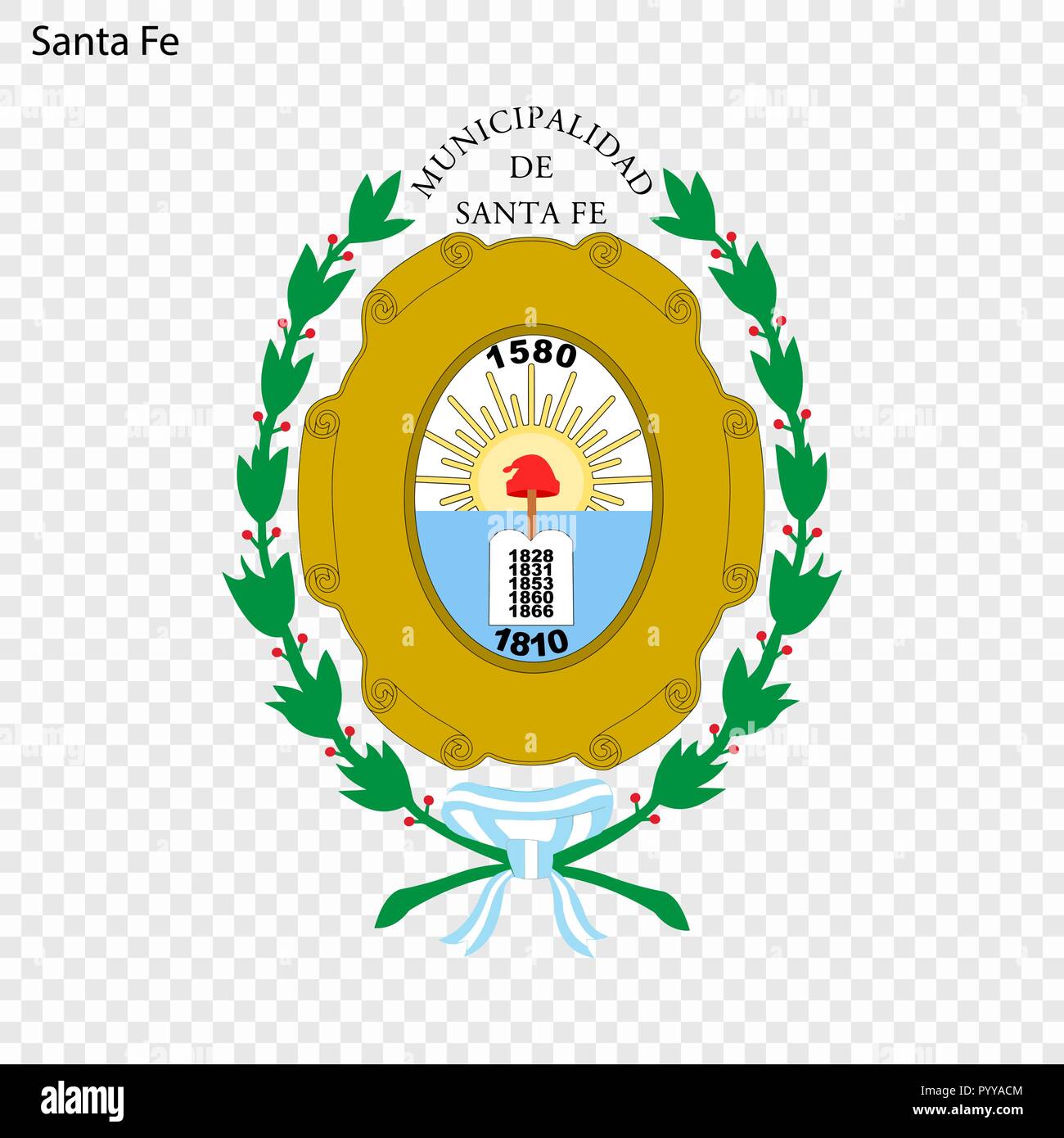 Emblem of Santa Fe de la Vera Cruz. City of Argentina. Vector illustration Stock Vector