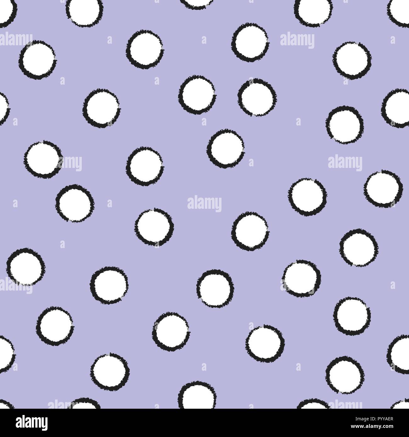 mock wrapping paper decor. purple, violet background pastel white circles with black stroke. gentle baby colors. Stock Vector