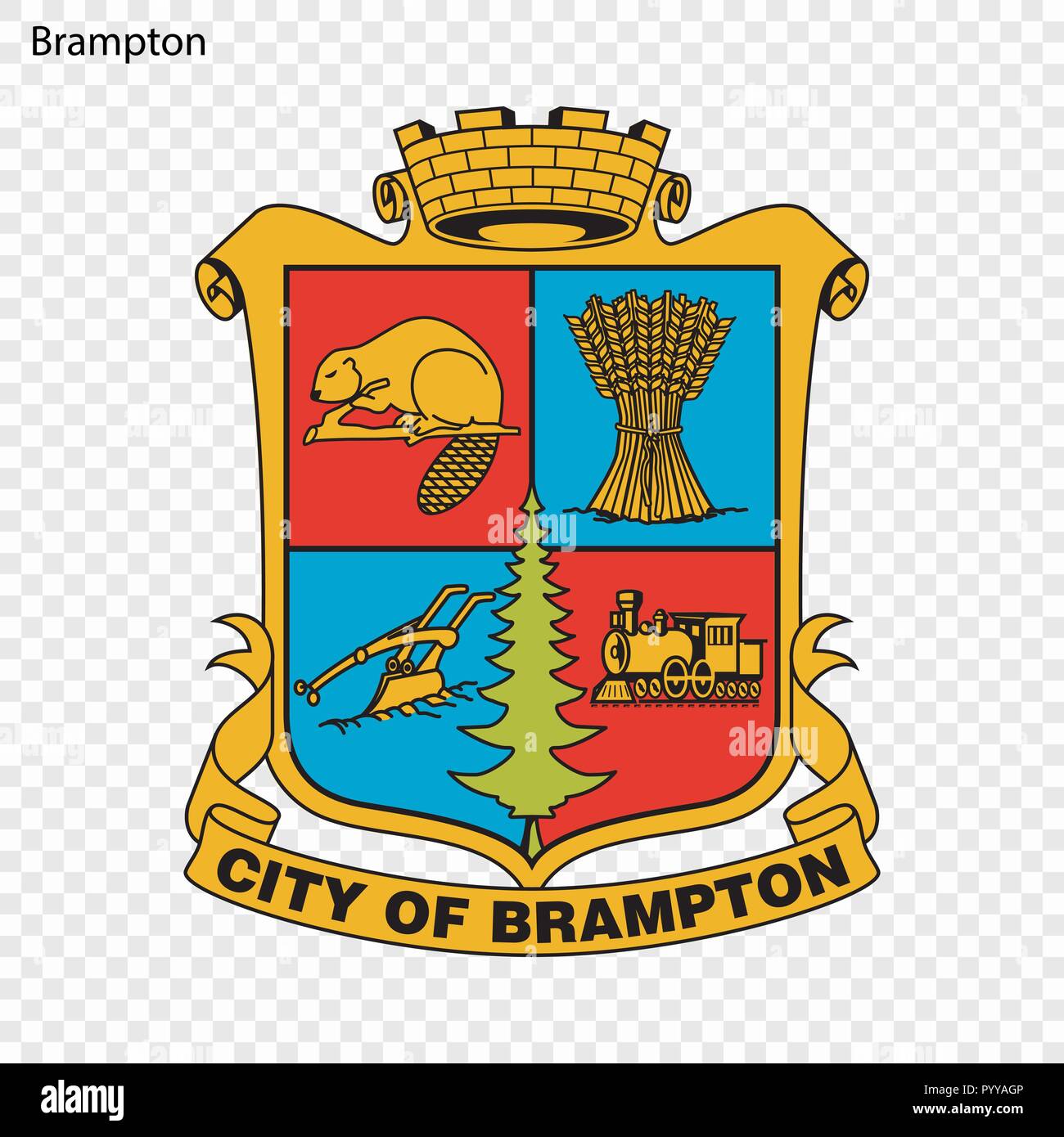 Emblem of Brampton. City of Canada. Vector illustration Stock Vector