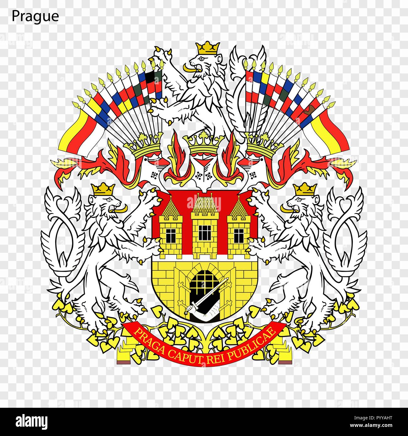 Emblem of Prague. City of Czech Republic. Vector illustration Stock Vector