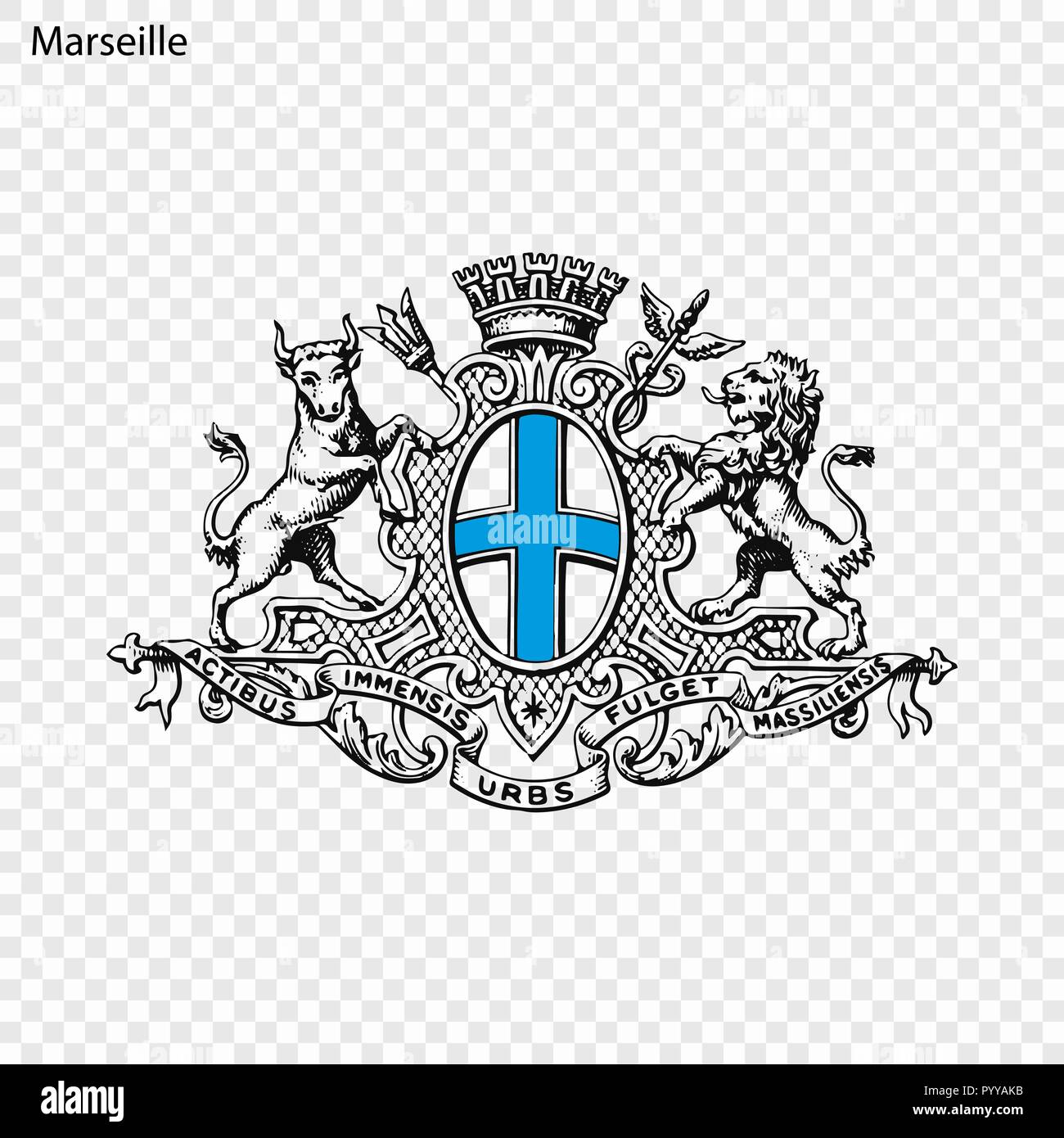 Emblem of Marseille. City of France. Vector illustration Stock