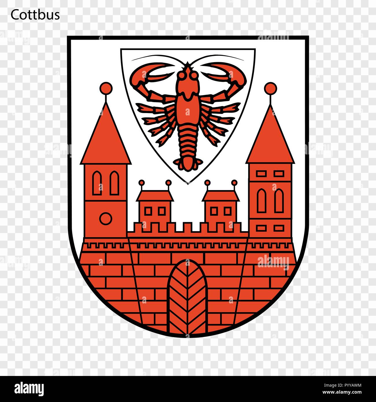Emblem of Cottbus. City of Germany. Vector illustration Stock Vector