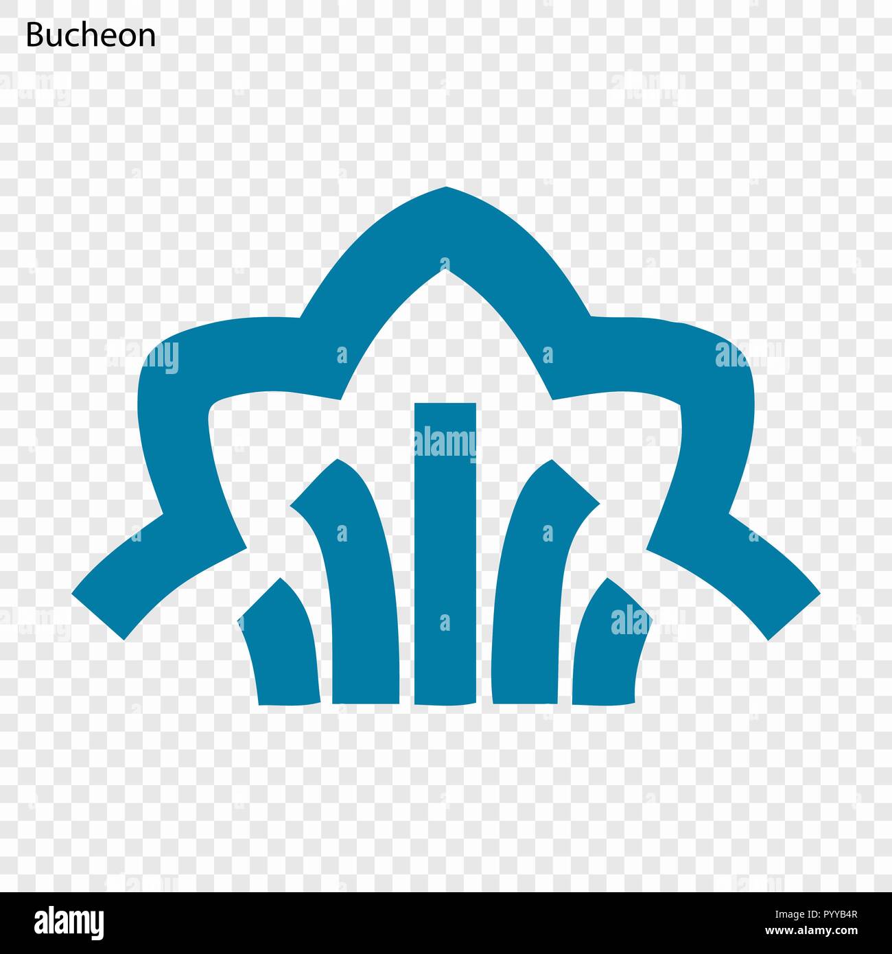 Emblem of Bucheon. City of South Korea. Vector illustration Stock Vector