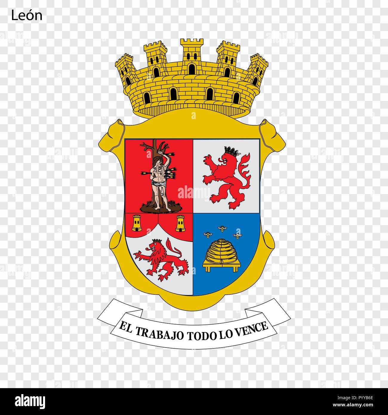 Emblem of Leon. City of Mexico. Vector illustration Stock Vector