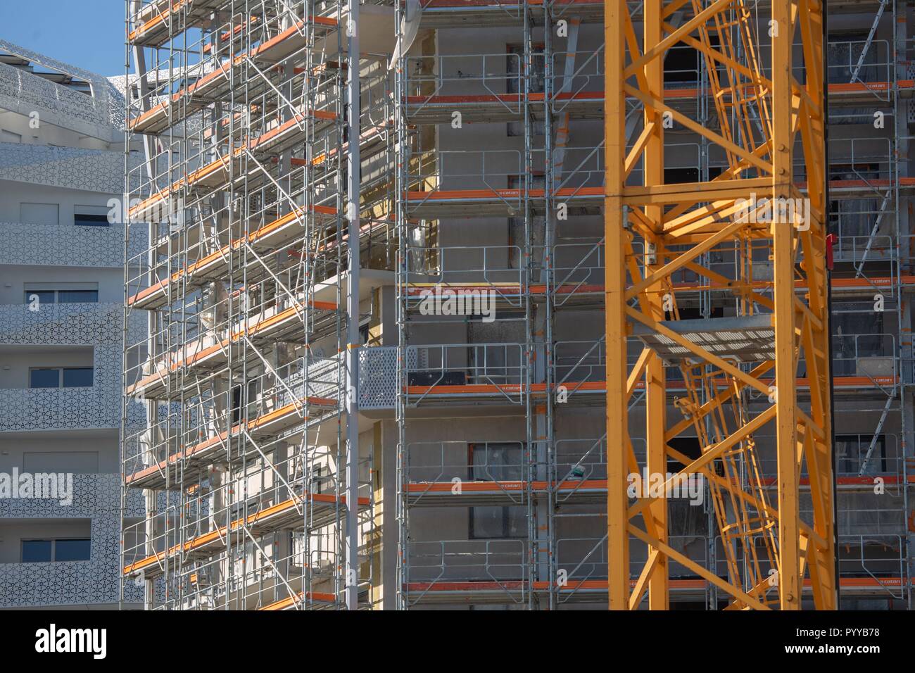 France, Ile de France, Paris 17th arrondissement, Paris, the new Batignolles neighborhood, around the Martin Luther King park, site construction, buildings, new neighborhood Stock Photo