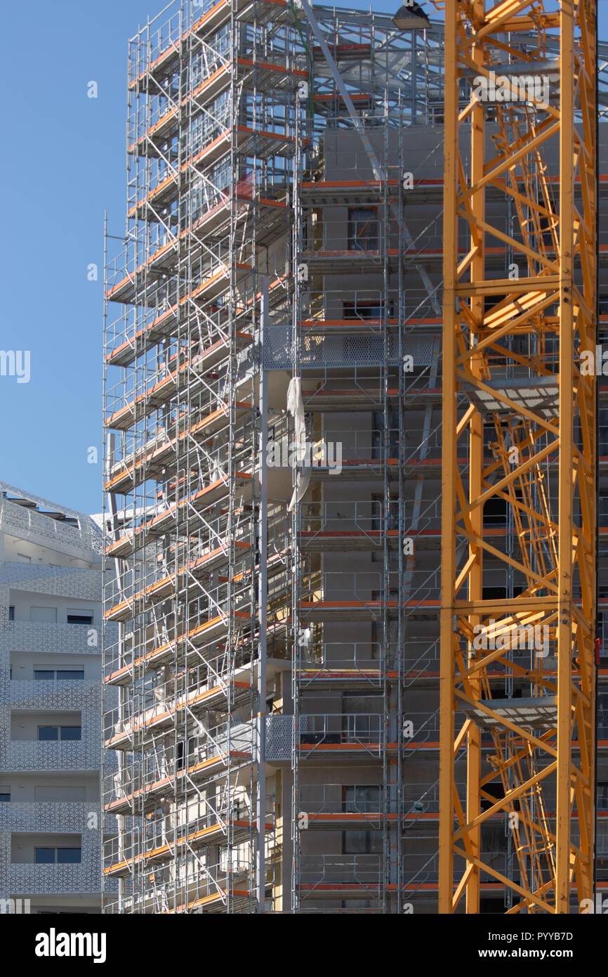 France, Ile de France, Paris 17th arrondissement, Paris, the new Batignolles neighborhood, around the Martin Luther King park, site construction, buildings, new neighborhood Stock Photo