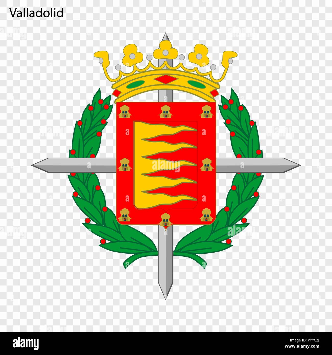 Emblem of Valladolid. City of Spain. Vector illustration Stock Vector