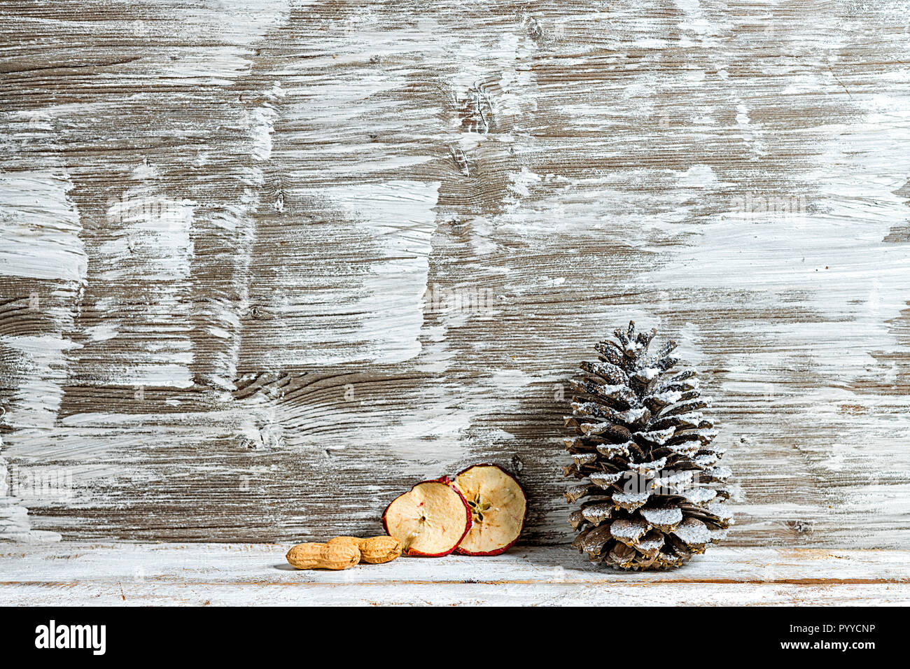 Christmas star on old vintage wooden table Stock Photo