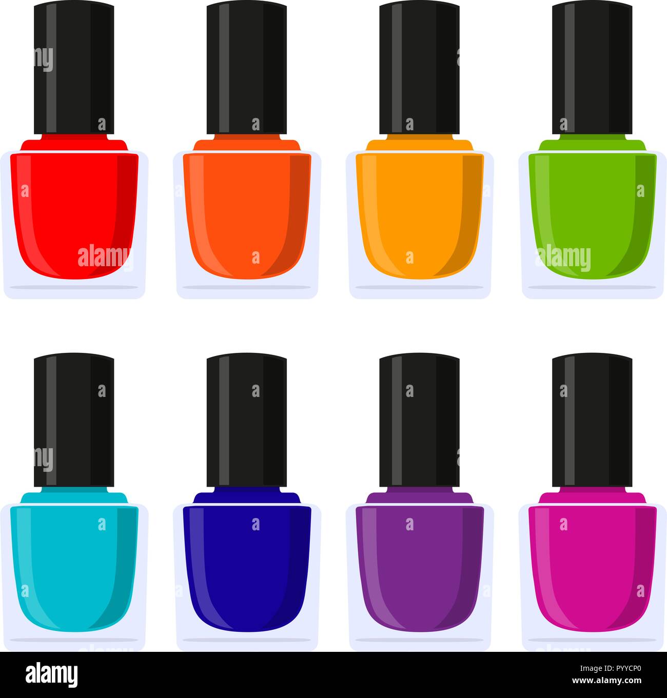 Multicolor cartoon nail polish collection Stock Vector Image & Art - Alamy