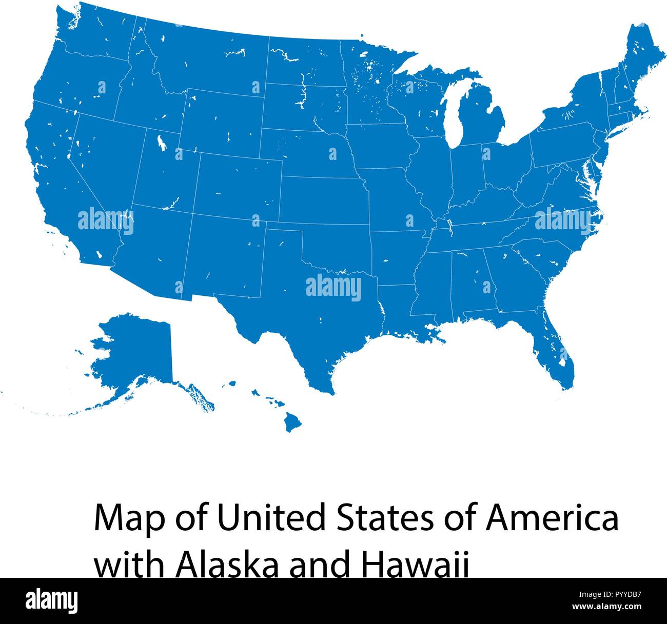 Vector Map Of United States Of America With Alaska And Hawaii Stock Vector Map Of United States Of America With Alaska And Hawaii Stock
