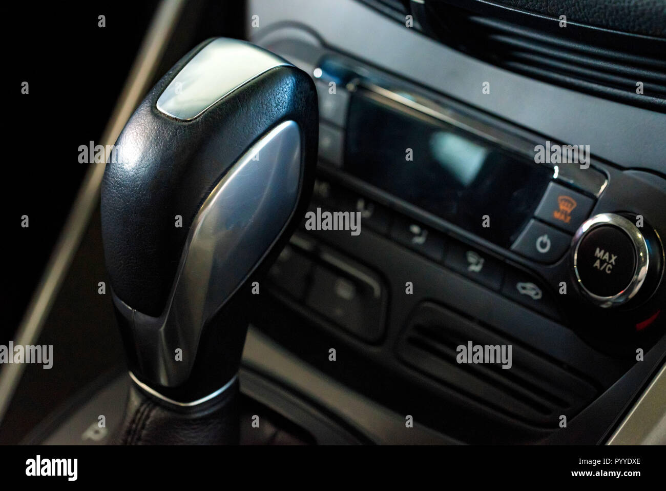 Automatic gearbox handle in the modern car Stock Photo