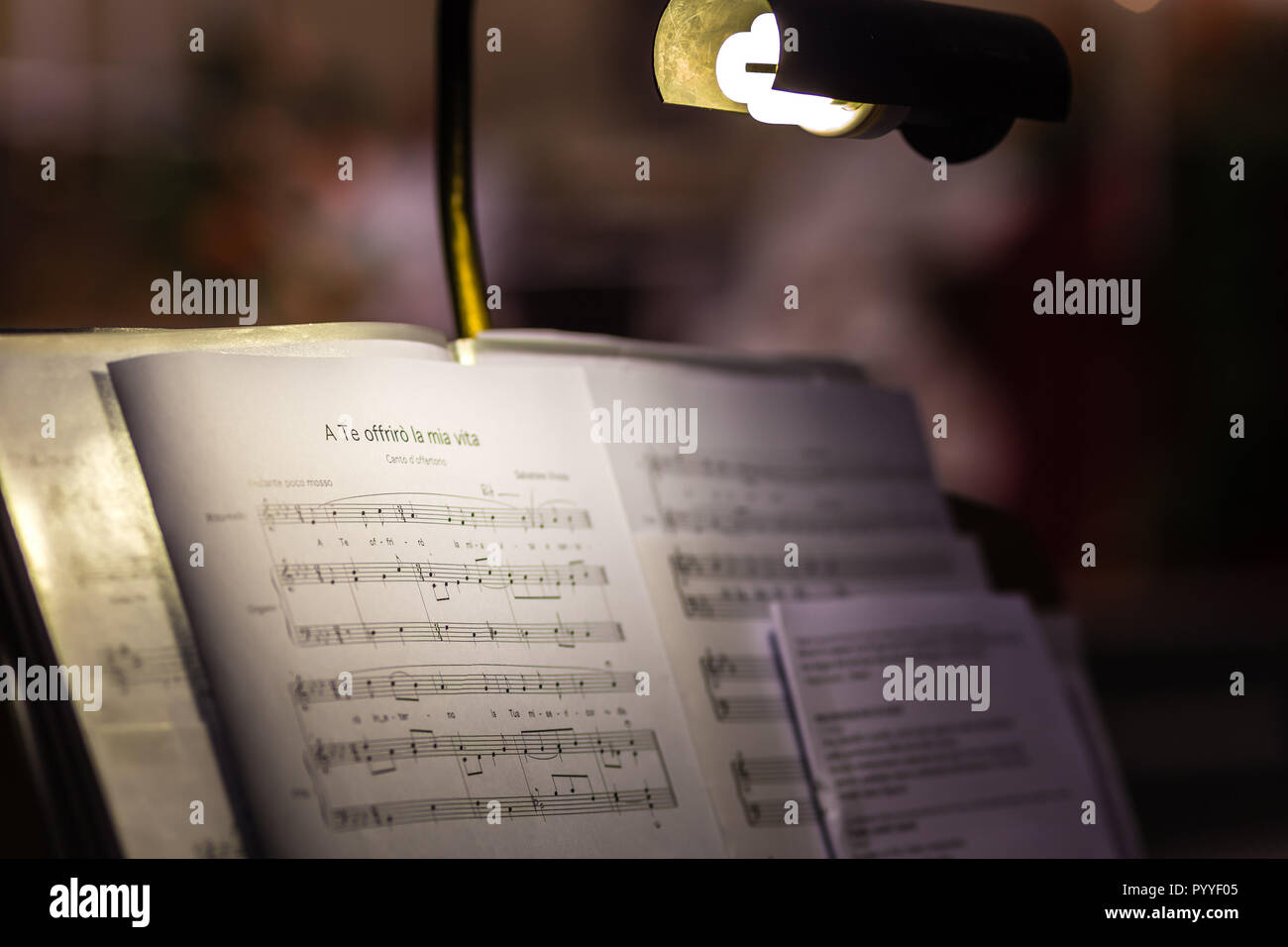 Musical Scores With A Song Title In Italian Meaning I Ll Offer You My Life Stock Photo Alamy