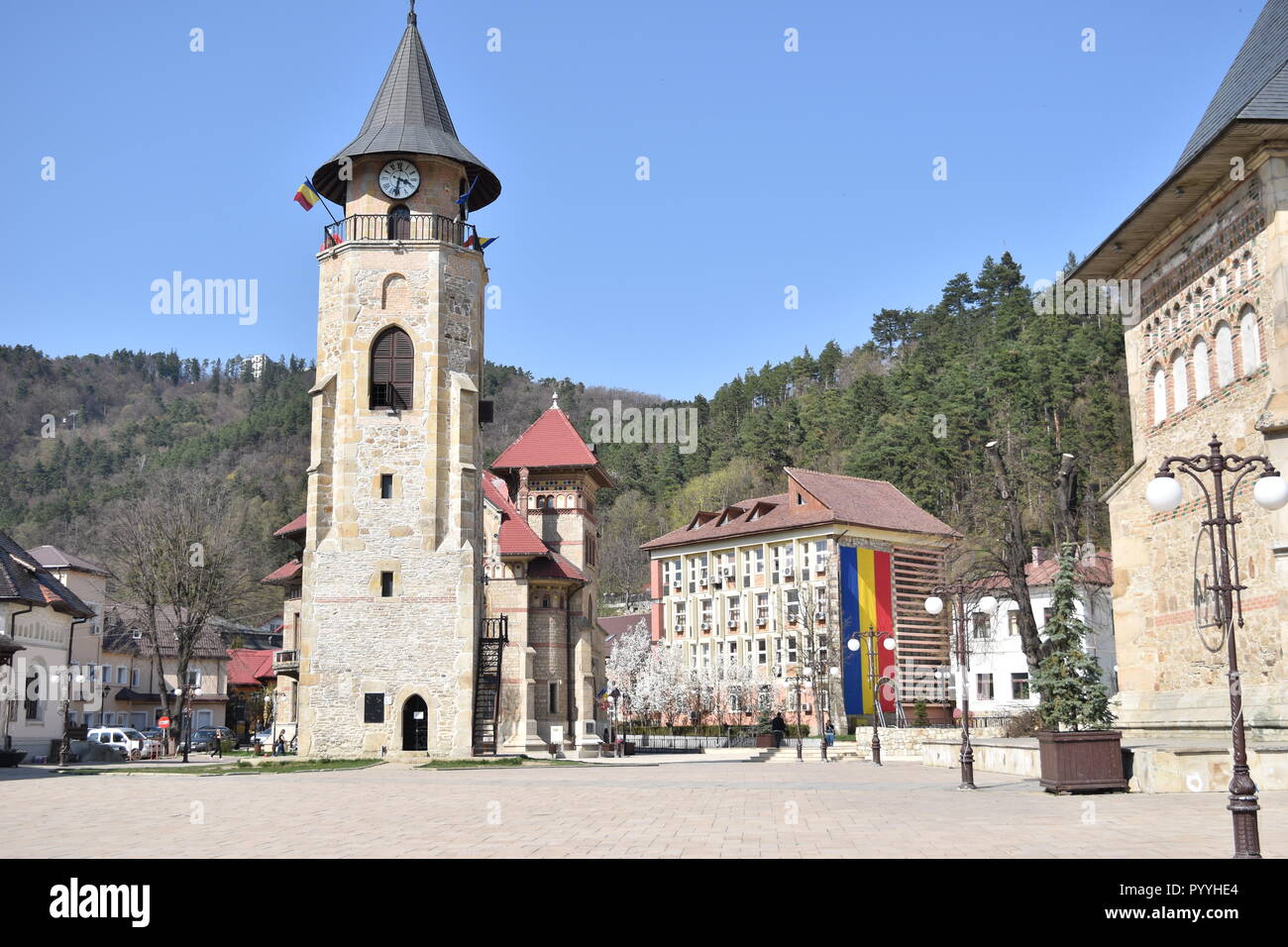 Medieval tower in Piatra Neamt, Romania Stock Photo