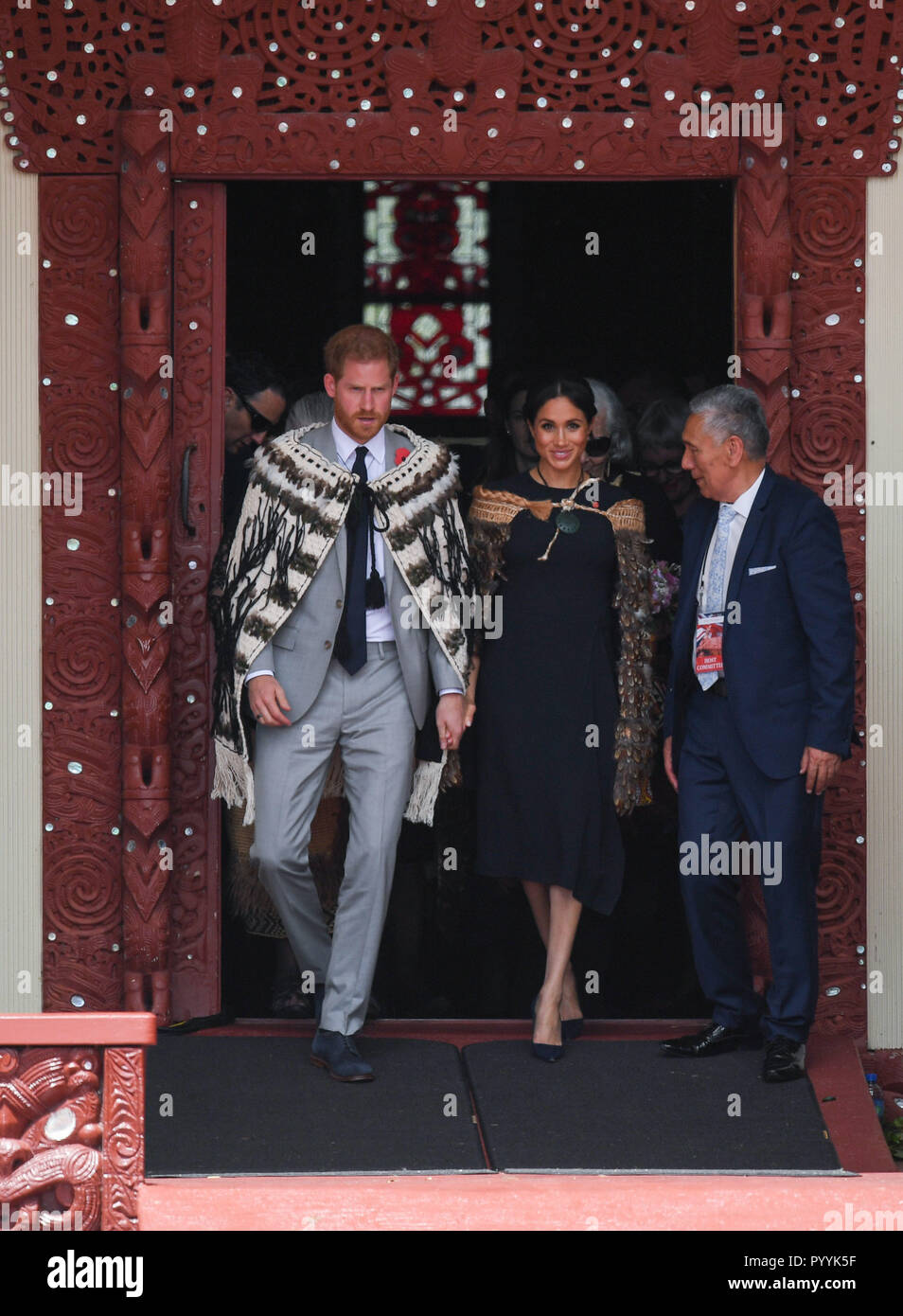 The Duke and Duchess of Sussex wear traditional Maori cloaks called Korowai during a visit to Te Papaiouru, Ohinemutu, in Rotorua, before a lunch in honour of Harry and Meghan, on day The Duke and Duchess of Sussex wear traditional Maori cloaks called Korowai during a visit to Te Papaiouru, Ohinemutu, in Rotorua, before a lunch in honour of Harry and Meghan, on day
