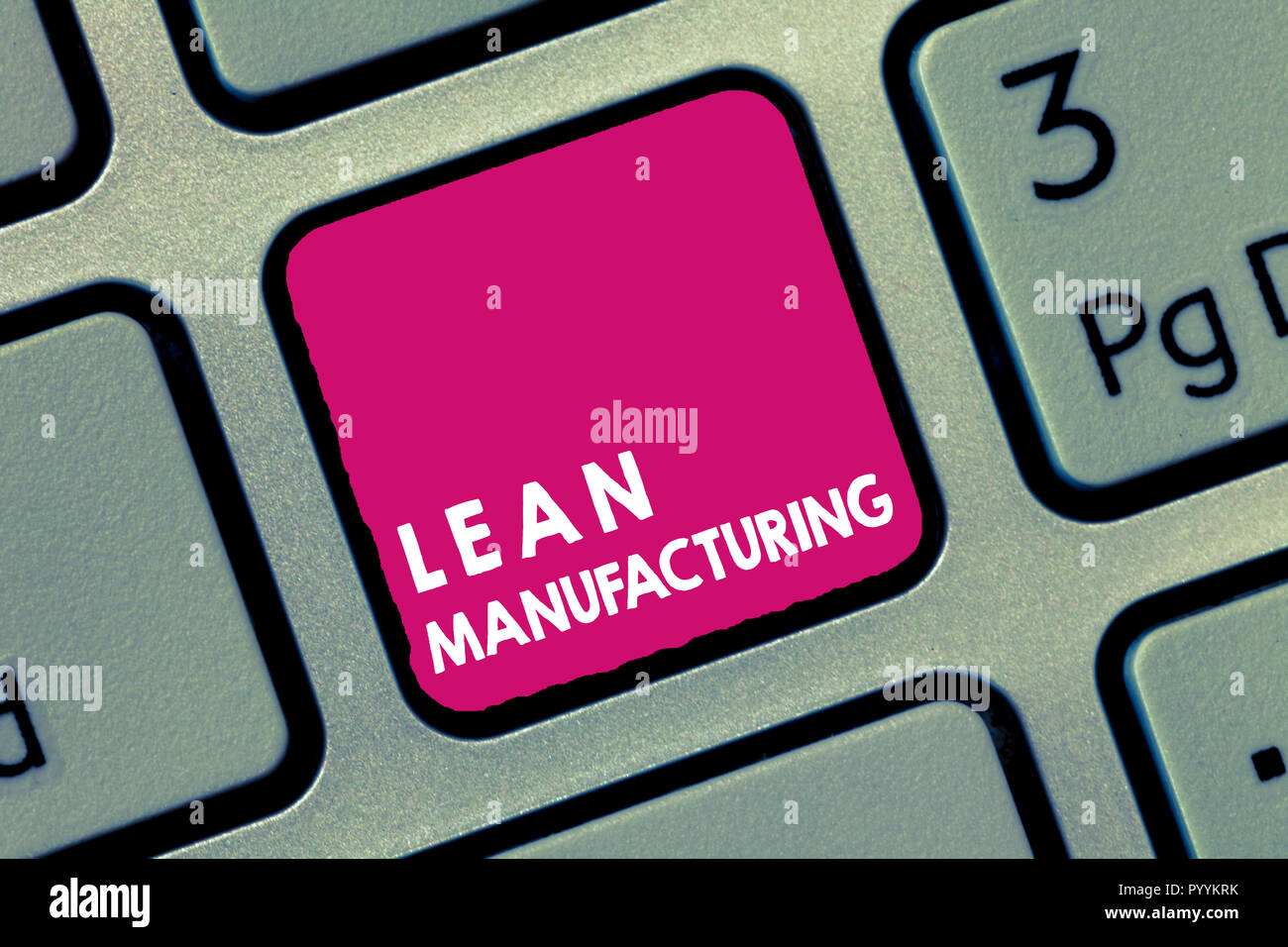 Handwriting text Lean Manufacturing. Concept meaning Waste Minimization without sacrificing productivity. Stock Photo