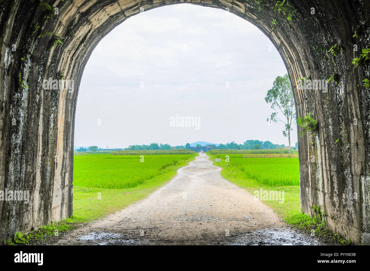 View south from the north entrance to the Ho Citadel, Thanh Hoa Province, Vietnam.The citadel became a UNESCO World Heritage Site in 2011. Stock Photo