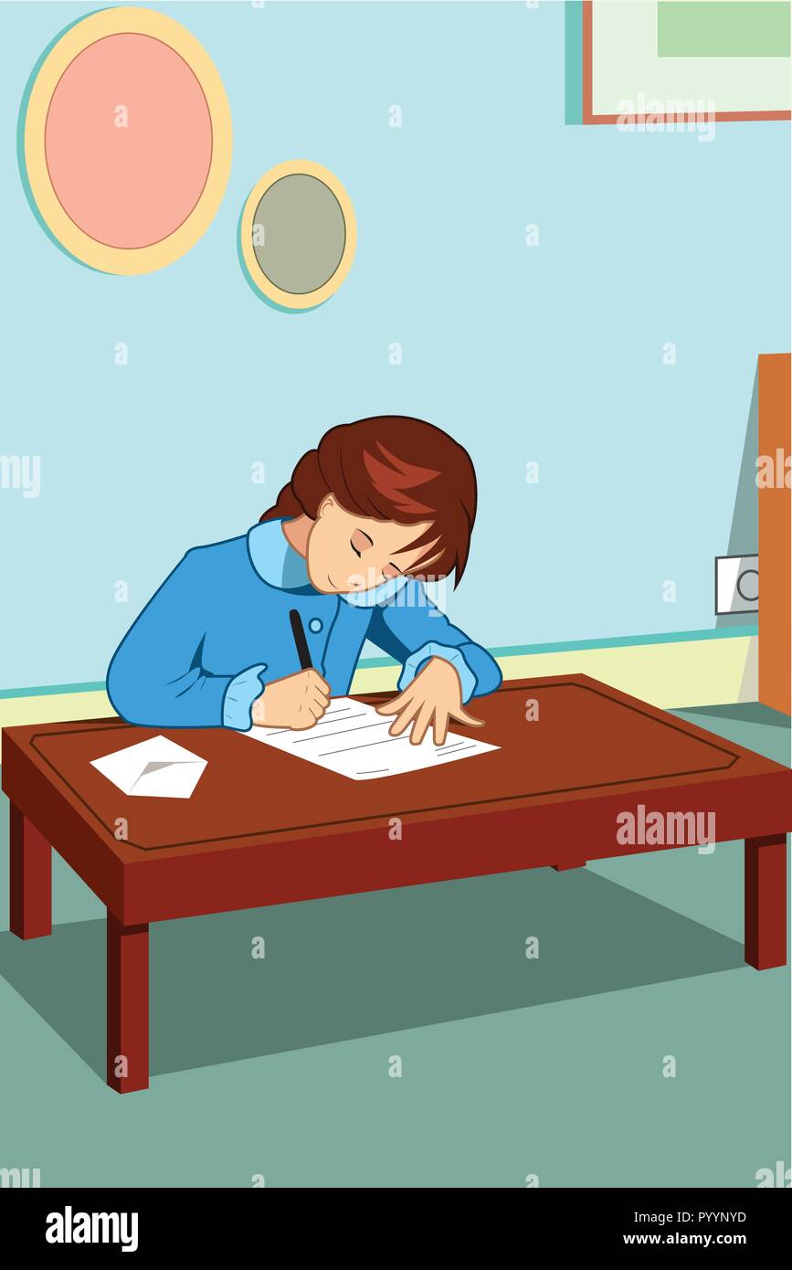Girl writing letter cartoon hi-res stock photography and images - Alamy Girl writing letter cartoon hi-res stock photography and images - Alamy