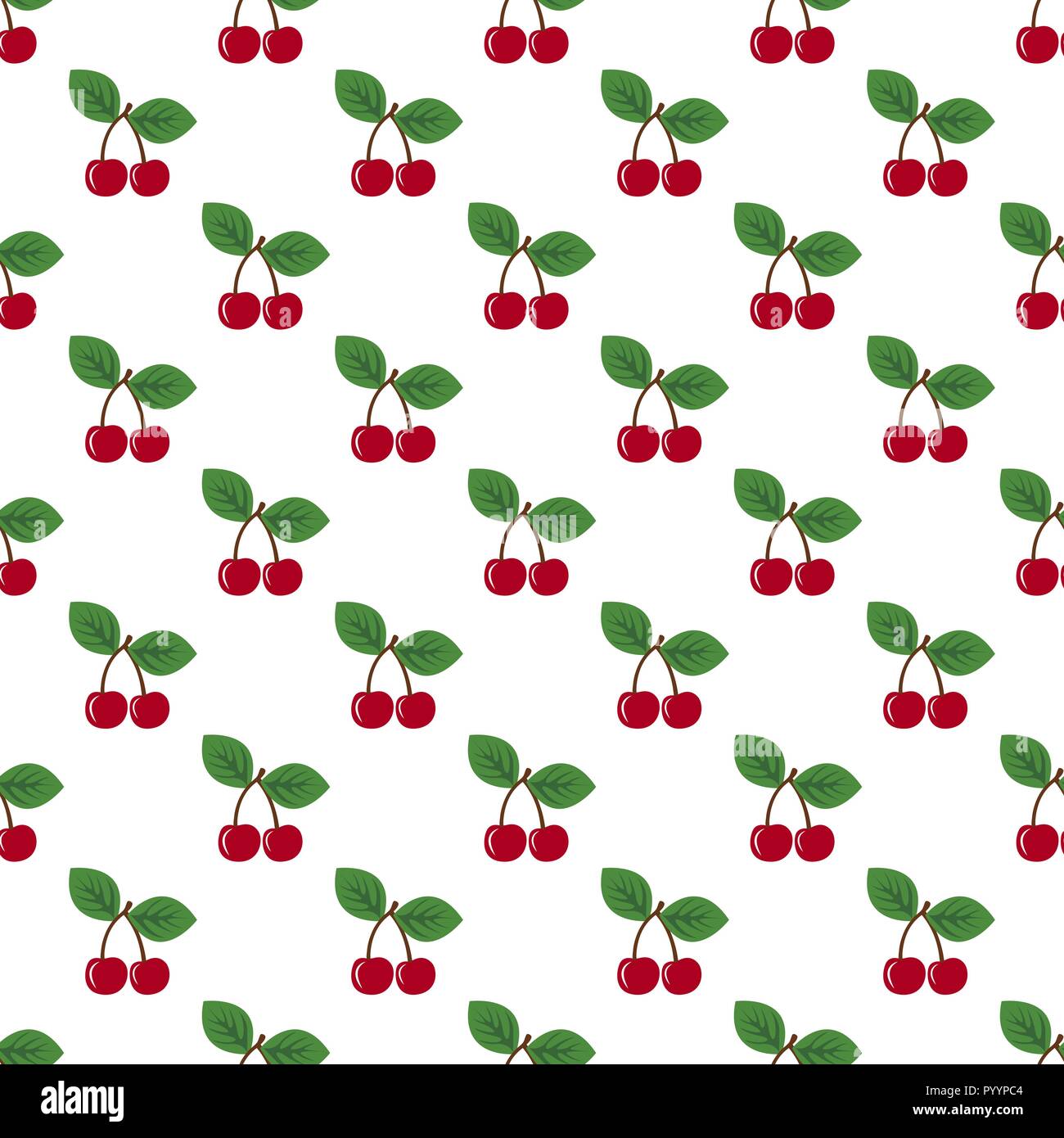 Pair of cherries seamless pattern on white Stock Vector