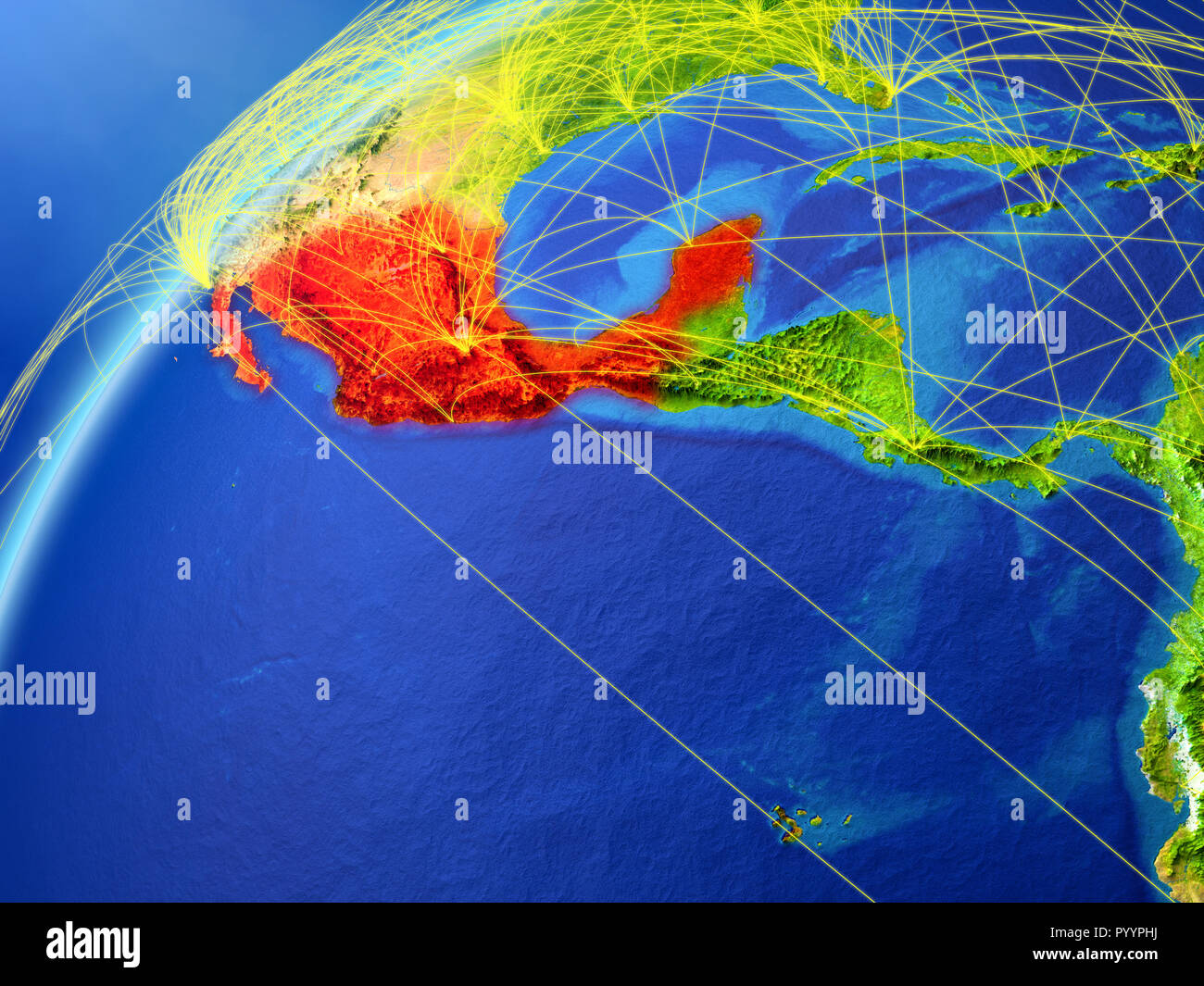 Mexico on model of planet Earth with international networks. Concept of ...