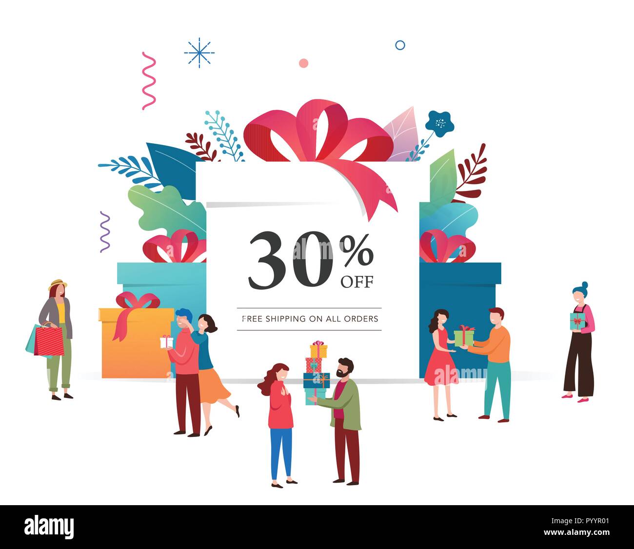 Promo Christmas New Year Banner Sale Poster And Flyer With Giant