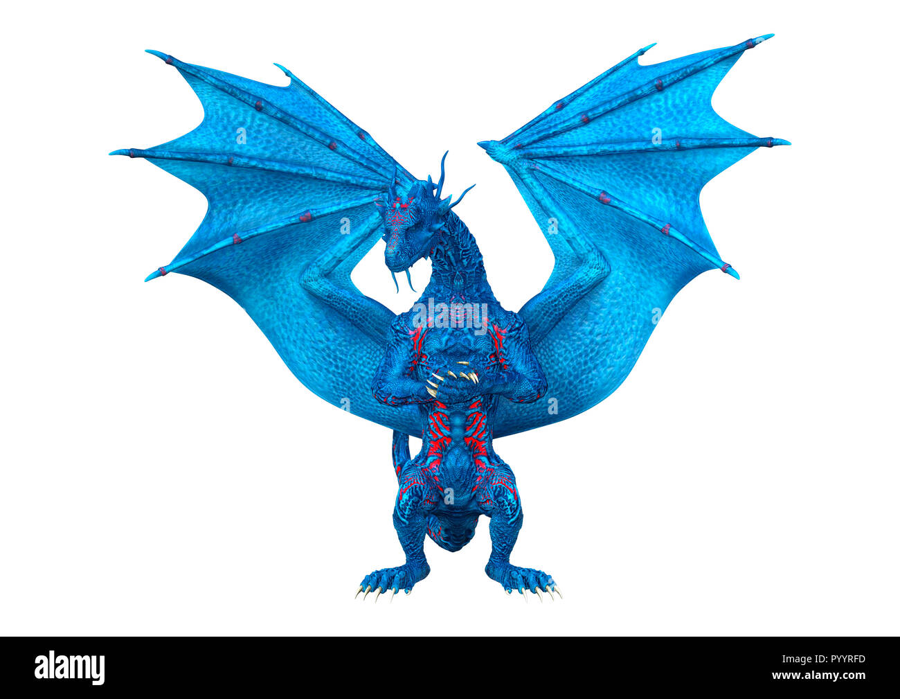 3D rendering of a blue fantasy dragon isolated on white background ...