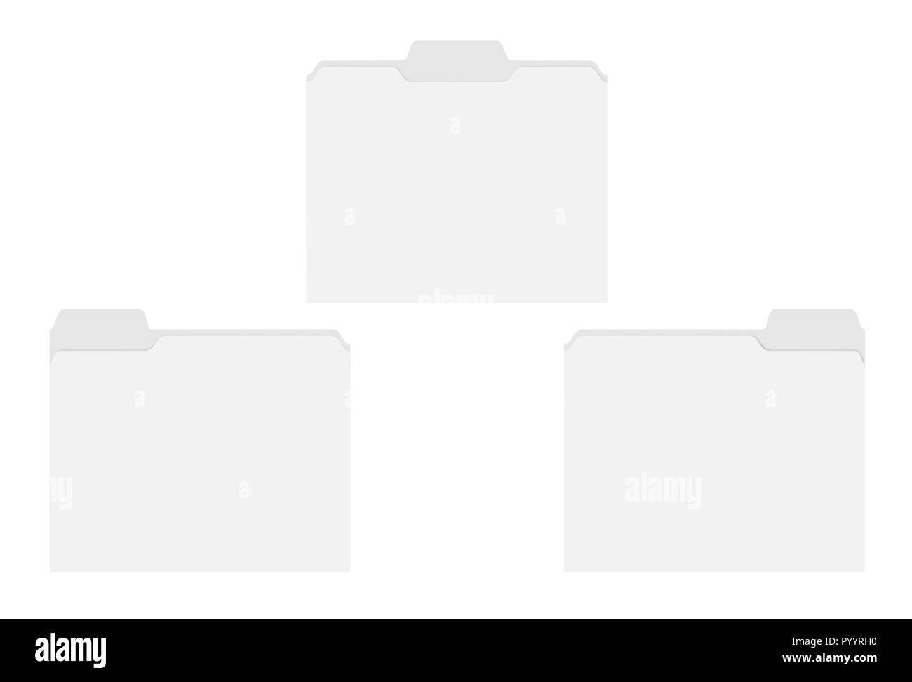 Letter size blank file folders with assorted position cut tabs isolated ...