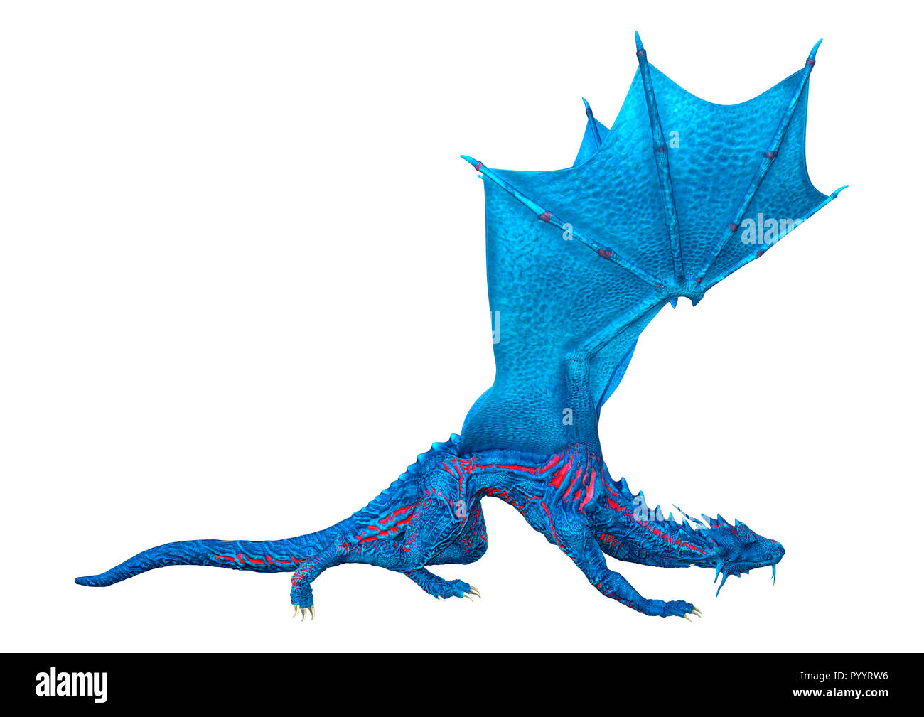 3D rendering of a blue fantasy dragon isolated on white background ...