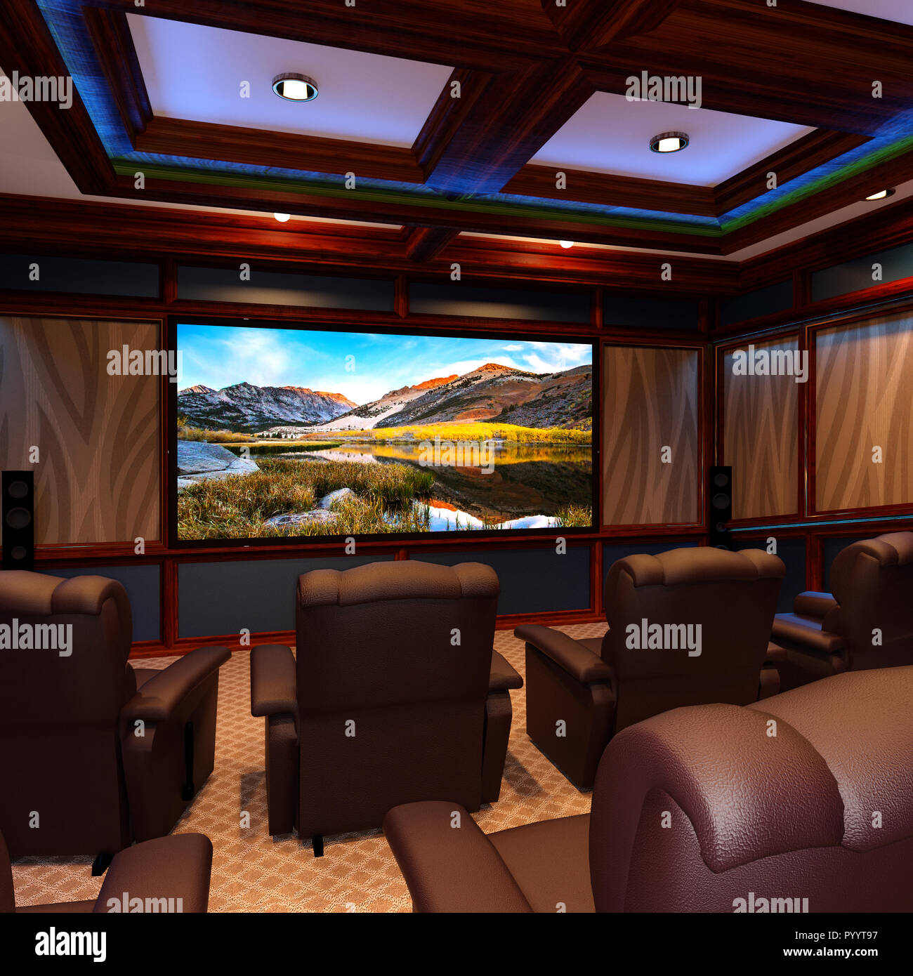 3D rendering of a home theater interior Stock Photo - Alamy
