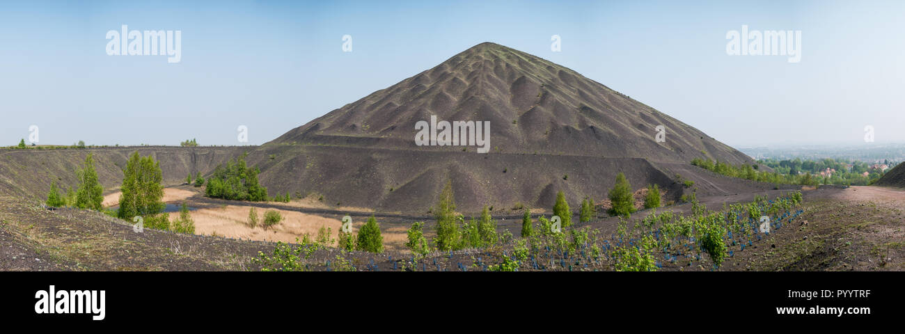 charcoal mine spoil tip locally called terril hill at Loos-en-Gohelle with turtle shape Stock Photo