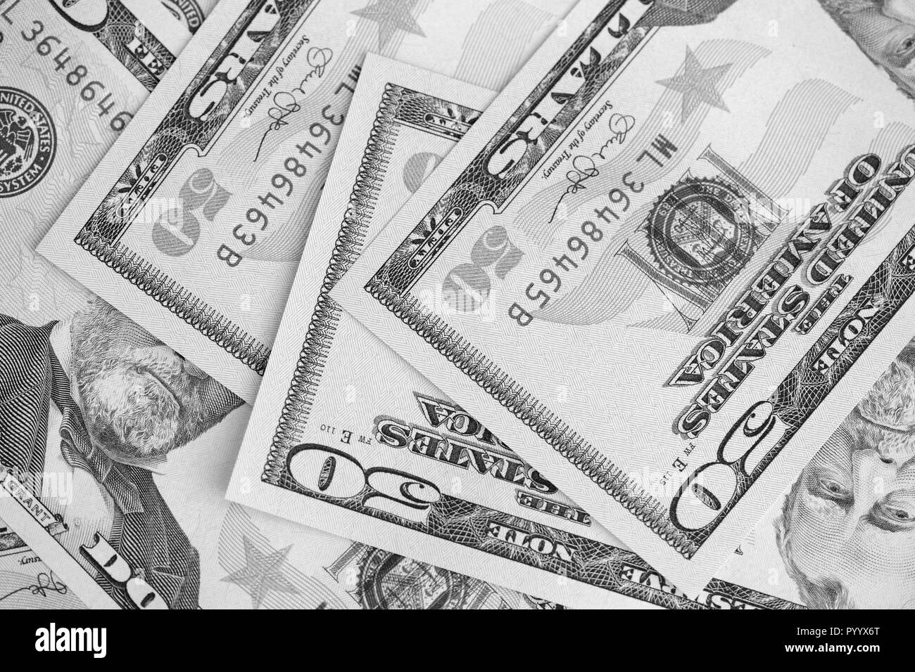 Fifty dollar bills Black and White Stock Photos & Images - Alamy