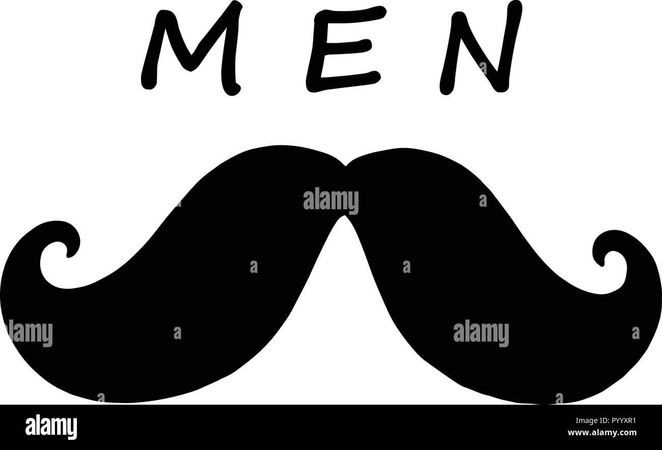 Mustache with the word men written above it Stock Vector